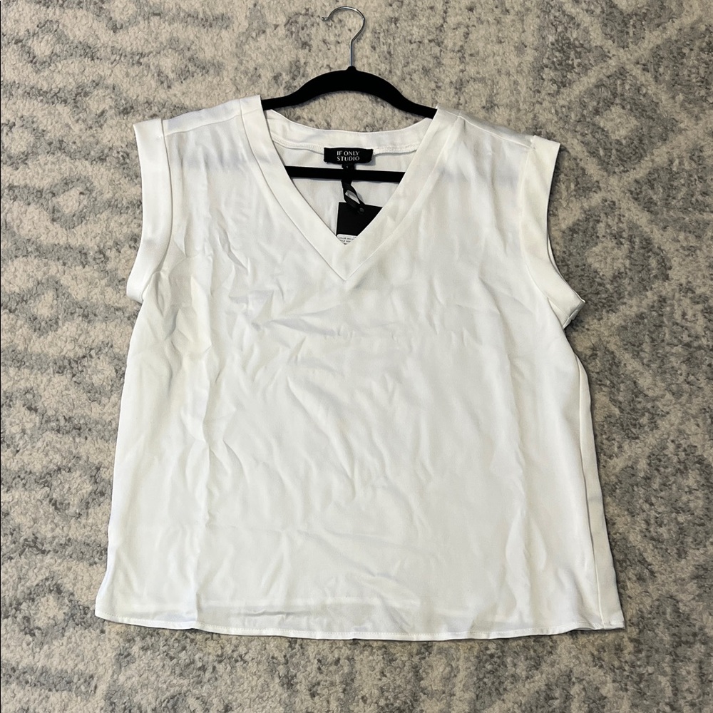 Only Ivory V-Neck Cap Sleeve Blouse